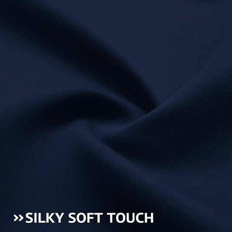 Close-up of navy blue fabric for Grommet Blackout Curtains Set Of 2 Navy Blue 52 By 72 Inches Each Panel Thick Polyester.