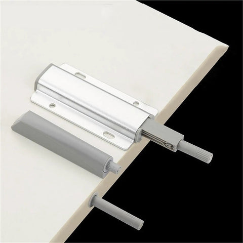 Magnetic Push Latch Kit for Cabinets and Drawers, Quiet Door Stop Closer with Soft Close Damper shown on installation surface