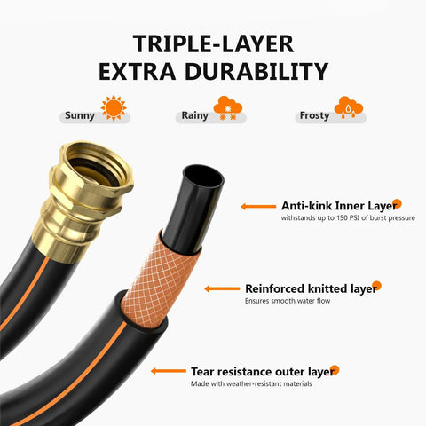 Retractable Garden Hose Reel With One Half Inch By One Hundred Feet Built Tough Heavy Duty Wall Mounted enhanced durability layers