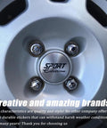 Premium 4 Piece 56Mm Wheel Hub Center Cap Stickers For Rims Featuring Bombproof Bolt Protectors and Vibration Control, silver-tone, close-up on rim.