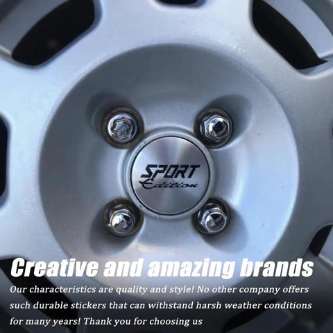 Premium 4 Piece 56Mm Wheel Hub Center Cap Stickers For Rims Featuring Bombproof Bolt Protectors and Vibration Control, silver-tone, close-up on rim.