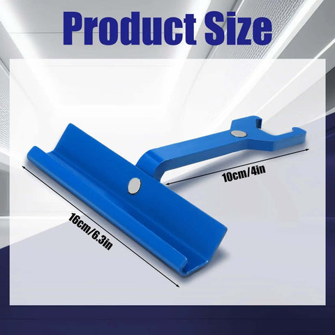 Blue 4 Inch Magnetic TDC TDF Clip Cleat Tool for PPC PPF Clips shown with dimensions, featuring a compact handle for HVAC use.