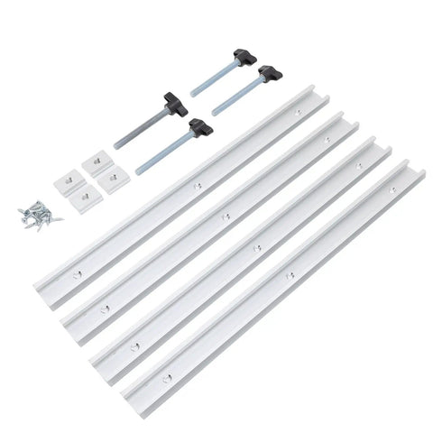 Aluminum T Track Miter Slot Jig 48 Inch With Double Cut Profile, Predrilled Holes And Screws For Woodworking Workbench Table Saw, Heavy Duty Aluminum Alloy, Durable Scratch Resistant Finish, 4-pack