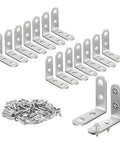 Heavy Duty Stainless Steel L Brackets With Mounting Screws For Rock Solid Furniture Repair And Shelf Support Projects That Gonna Keep Things Locked Down Tight Without Breaking A Sweat Or Causing Extra Hassle, 10 pack.