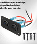Two Gang Rocker Toggle Switch Panel for cars with LED lighted 12V 10A waterproof SPST on off switches shown with screws and wires