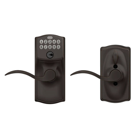 Camelot Keypad Lock With Lever Handle Electronic Keyless Entry For Easy Access Flexible Auto Lock Option Aged Bronze Finish