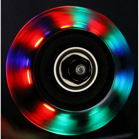 64mm LED Inline Luggage Wheels With Bearings Two Pack For Skate Ripstik Style Suitcases Self Powered Lit Up Wheels No Batteries Required Durable Black glowing.