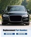 Front view of a black car with text showing replacement part numbers 06F145710C and 06H145710D for Volkswagen Blow Off Valve Spacer.