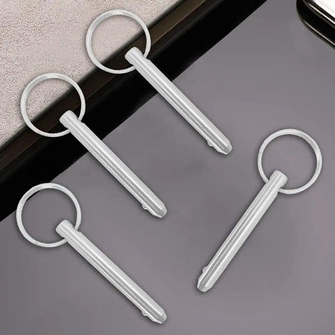 Four Pack Marine Quick Release Pins For Bimini Tops One Quarter Inch Diameter Two Inch Length Three One Six Stainless Steel Deck Hinge Brackets With Safety Leashes And Install Bolts Solid Gear For Coastal Vibes