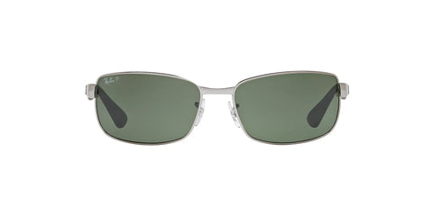 Rectangular Sunglasses With Gunmetal Frame And Green Polarized Lenses For All Day Comfort And Everyday Go To Style, 60mm Width, UV Protection