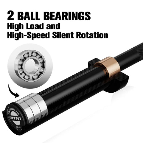 Olympic Barbell 4ft 6ft 25mm Shaft For Serious Gains Heavy Duty Weightlifting Bar with 2 ball bearings detail view