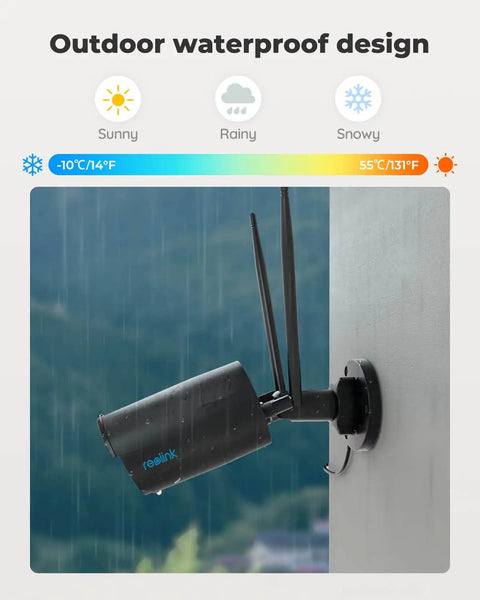 Outdoor 4MP WiFi Security Camera With Night Vision And IP66 Weatherproof Build mounted on wall in rain
