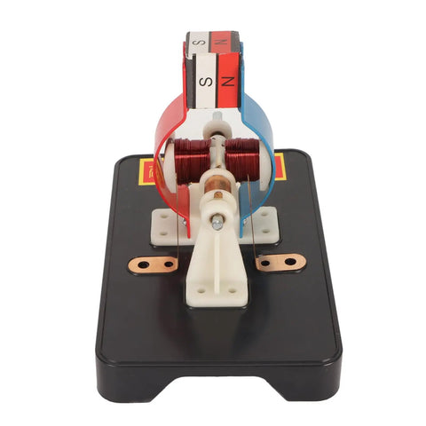 Super Chill DIY DC Electric Motor Model Kit With Included Hand Tools For Teens To Flex STEM Skills and Knock Out Cool Physics Projects At Home Without Soldering Hassles Or Tech Expertise Today showing motor assembly with visible copper wires and magnets.
