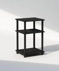 3 Tier Open Storage Nightstand With Turn N Tube Poles, Sleek Americano Black Bedside Table for Bedroom or Dorm, side view