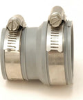 1 1/2 Inch Rubber Flexible Coupling Repair Fitting For Pipe And Tubular Lines heavy duty rubber design with metal clamps.