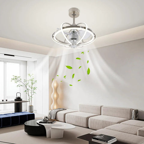 Ceiling Fan Light with Handheld Controller 3 Blades Modern Lamp for Living in stylish living room setting.