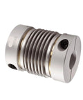 Premium GRC 55X72 Flexible Bellows Shaft Coupling with aluminum hubs, showcasing metal bellows design for precise applications.