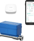 FlowSmart All-In-One Smart Water Meter With Auto Shutoff For Three Quarter Inch Pipes, LoRa, real-time leak detection, hub and app display.