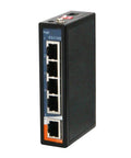 Industrial Grade Five Port Unmanaged Fast Ethernet Switch with 10/100Base-TX Ports and Store-And-Forward design, side view