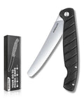 9.09 Inch Folding Bread Knife For Camping And Outdoor Cooking With 4.25 Inch Serrated 8Cr14MoV Stainless Blade, ergonomic G10 handle