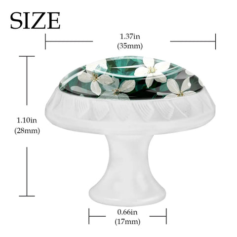 White Clematis Flower Round Cabinet Knobs 1.37 Inch 4 Pack For Kitchen Cabinets And Drawers with size dimensions