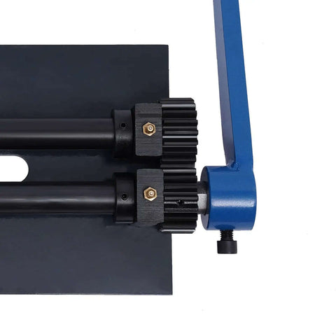 Close-up of Bead Roller Machine With 12 Inch Gear Drive showing heavy-duty steel gears and manual crank handle.