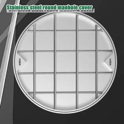 Heavy Duty Round Manhole Cover With Frame And Invisible Sewage Basin Lid, 60x60 Cm Stainless Steel, top view