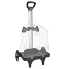 Foldable Backpack Trolley With Aluminum Alloy Frame Six Wheel Luggage Cart for school bags and travel, shown with transparent outline