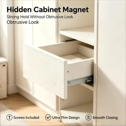 Ultra Thin Magnetic Cabinet Door Catch Kit 12 Pack 0.06 Inch Heavy Duty Steel Magnets No Drill Adhesive And Screws Keeps Cabinets Closed