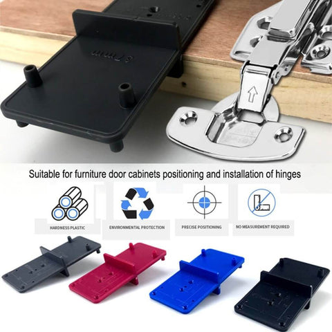 Portable Cabinet Hinge Jig Drill Guide Locator 35mm And 40mm, ABS Plastic, Gray, showing multiple colors for DIY installations