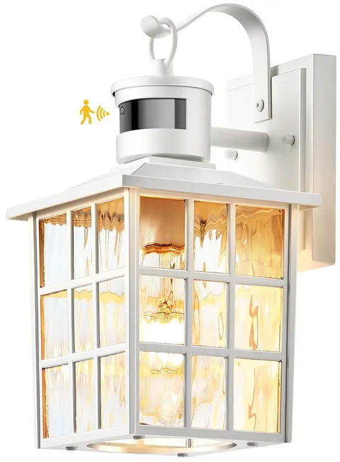 White Motion Sensor Outdoor Porch Light Wall Mount for House Modern Exterior Sconce Aluminum Anti Rust Waterproof