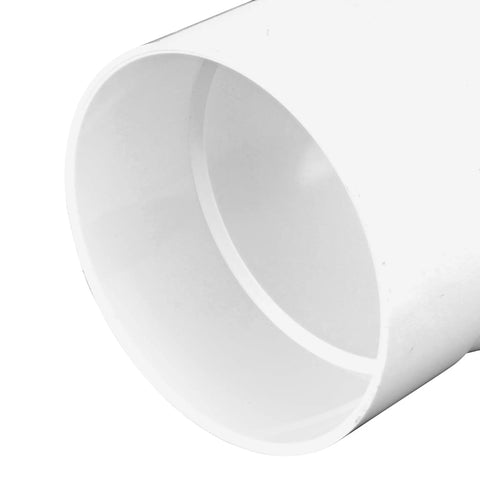 Close-up of PVC S And D 90 Degree Long Turn Elbow 4 Inch Hub To Hub Solvent Weld Connection For 4 Inch Sewer And Drain Pipe White