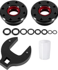 Hydraulic Steering Cylinder Seal Kit With Pin Wrench For Seastar Front Mount Marine Steering Systems HC5340 HC5341 HC5348 HC5358 HC5445 HC6750 HC6755 Beefy Repair Kit components including rings and wrench.