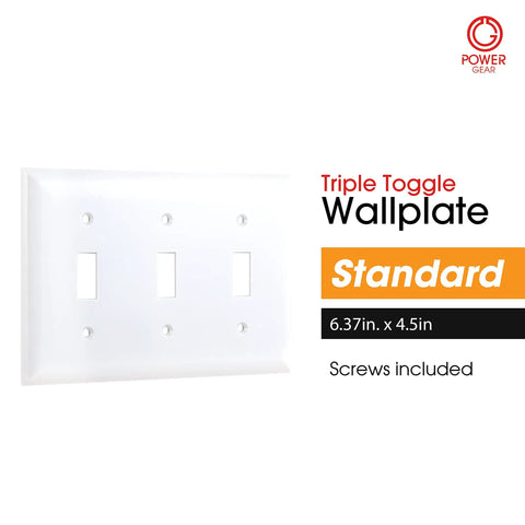 Triple Wall Plate Cover For 3 Gang Switches And Outlets White DIY Friendly With Screws Included 6.5 Inches By 4.5 Inches
