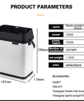 Electric Automatic Coffee Grounds Cleaner For Espresso Portafilter Handles With Built In Brush And Powder Wiper Tool No Sweat Cleanup And Smooth Operator Design For Real Home Baristas Silver product specifications and dimensions