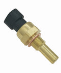 Brass engine coolant temperature sensor with black plastic connector and threaded shaft