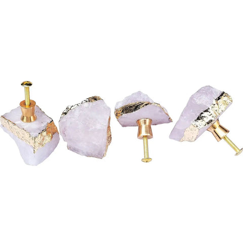 Four Crisp White Geode Cabinet Knobs With Burnished Gold Plating Designed To Level Up Your Kitchen Drawers Bedroom Dressers And Closet Doors While Adding A Clean Modern Vibe To Any House. Unique geode knobs with brass mounts, 35-45 mm diameter.
