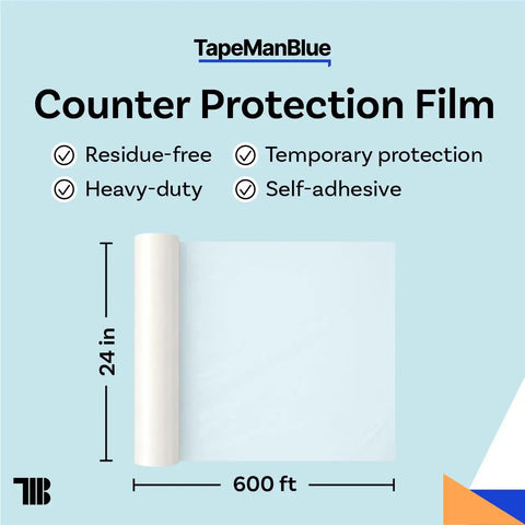 Mad Durable Countertop Protection Film 24 Inch Wide By 600 Feet Long Self Adhesive Clear Countertop Protector roll on display