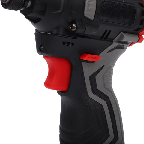 Tough As Nails Variable Speed Cordless Drill With Sleek Tool Case And Three Quick Shift Settings, close-up of comfortable grip.