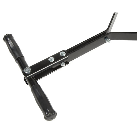 Close-up of the handle of a Lawn Roller 18 Inch Diameter 24 Inch Wide Poly Drum Holds Up To 270 Lbs And 31.1 Inch Working Width For Versatile Push.