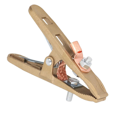 Heavy Duty 500 Amp Brass A Shape Welding Ground Clamp With Mighty Grip For Mig Mma Tig Arc Jobs, detailed view of brass jaws.