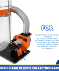 Clear 5.8 Mil Dust Collector Bags, Heavy Duty 6 Pack Fits DC-1100VX 70 Gallon Woodworking Dust Collector with vacuum hose.