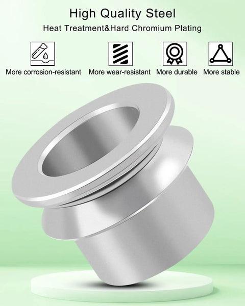 Eight Pack High Misalignment Spacers For Heim Joint Rod Ends Five Eighths To One Half Inch Heavy Duty Articulation Boost Height Adjustment Beefed Up Flexibility For Smoother Steering And Flexible Linkage, chrome-plated steel