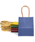32 Pack Mini Paper Gift Bags With Handles, 6x4.5x2.5 Inch Brown Kraft Party Favor Bags, 16 Rainbow Color Options stacked