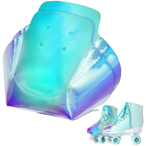 2 Piece Roller Skate Toe Guards Set For Quad Skates, Artificial Leather Protectors In Rainbow Solid Pattern