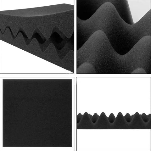 Built Legit Egg Crate Acoustic Foam Panels 9 Piece Set Top Shelf Sound Blocking Wall Padding Flame Retardant Game Changer Noise Reduction Studio And Home Audio Treatments 12 By 12 By 2 Inches close-up view of textured panels.