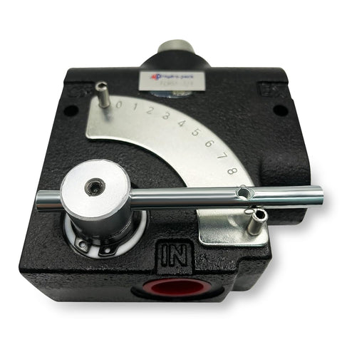 Adjustable Variable Flow Control Valve 0 To 30 GPM With Pressure Compensated Design And Relief Adjustment Three Quarters Inch NPT Hydraulic Flow Regulator For Consistent System Performance Up To 3000 PSI