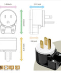 Right Angle NEMA 5 15P 15A 125V AC Plug With ETL Certification, showing dimensions and brass screw lock, nylon body, copper pins.