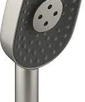 Statement Oblong Three Function Handshower With Soak And Restore, 2.5 GPM, Vibrant Brushed Nickel Finish, front view.