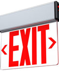 Red LED Edge Lit Exit Sign UL Listed With Battery Backup In Brushed Aluminum Housing Single Sided Clear Acrylic Emergency Exit Light